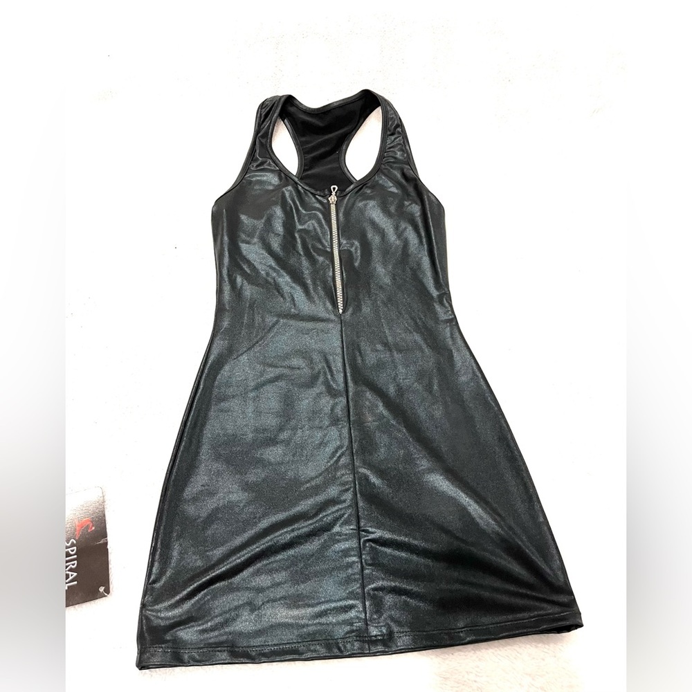 Metallic Black Zip-Up Mini Dress